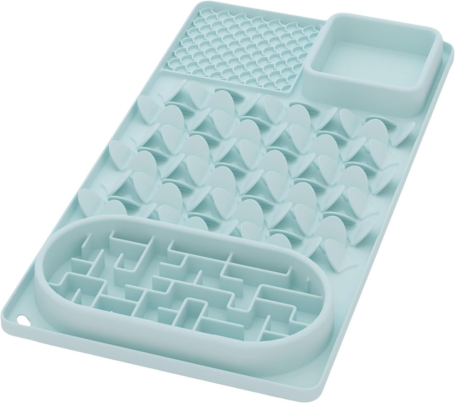 Slow Feeder Bowl for Large dog, Silicone Lick Mat & Snuffle Mat with Suction Cups - Interactive Puzzle Feeder to Slow Eating & Keep Busy, Reduce Vomiting & Relieve Boredom (21"x 11" Mint Green)