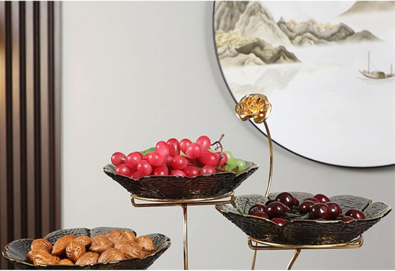 フルーツバスケット フルーツ皿 多層セラミックフルーツボウル ホームリビングルーム レストラン デスクトップ装飾 キャンディボウル