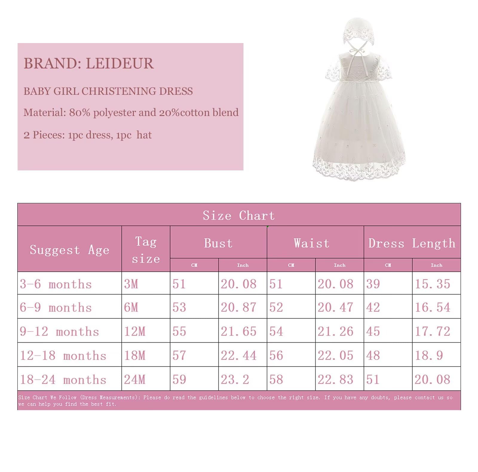 Robe de Baptême pour Bébé Fille Longue Robe de Bénédiction Blanc Mariage Formel Robes pour nouveau-né