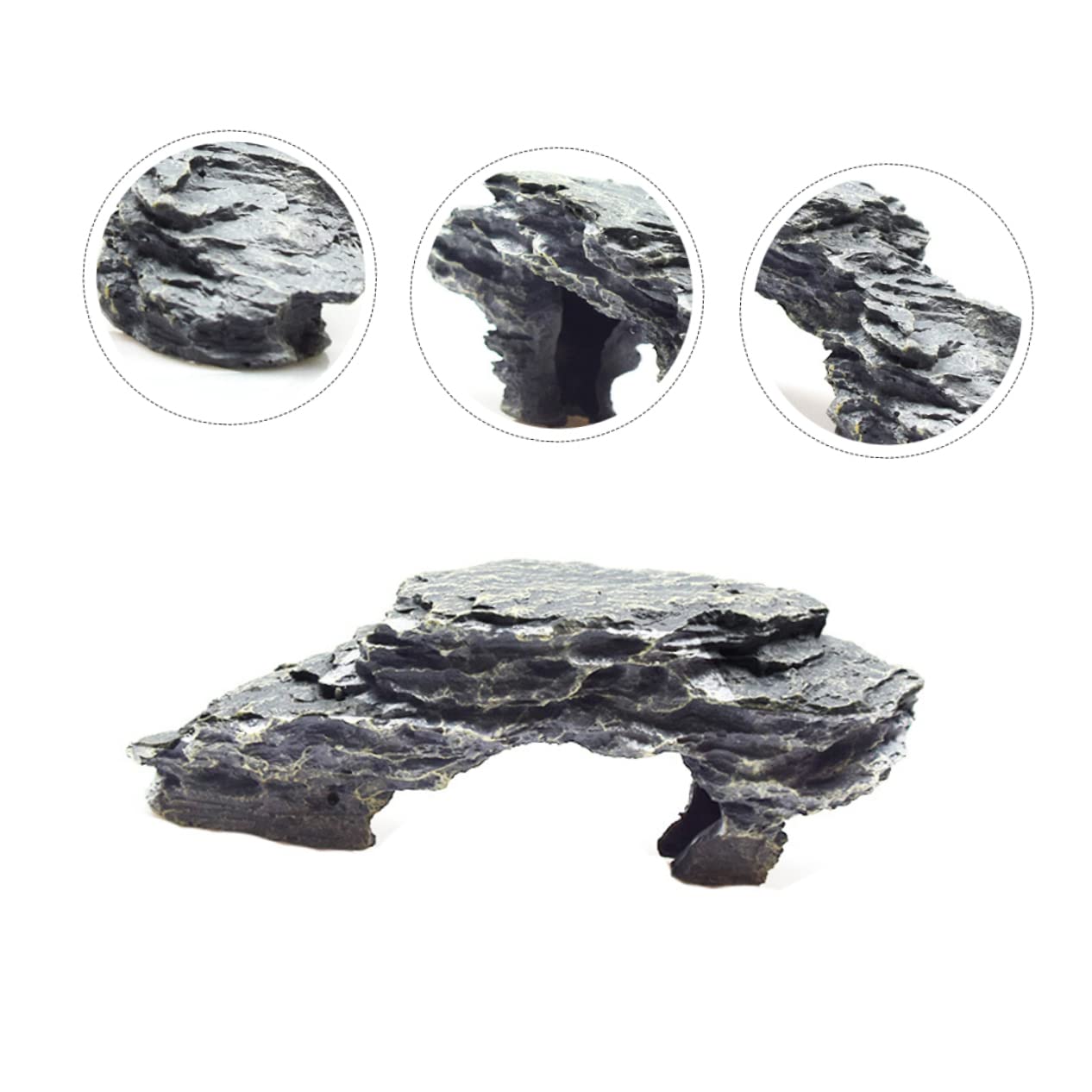 Plataforma Para Tortugas De Resina Simulando Piedra - Medidas 22x20x10 Cm - Área De Descanso Y Toma De Sol Para Acuarios