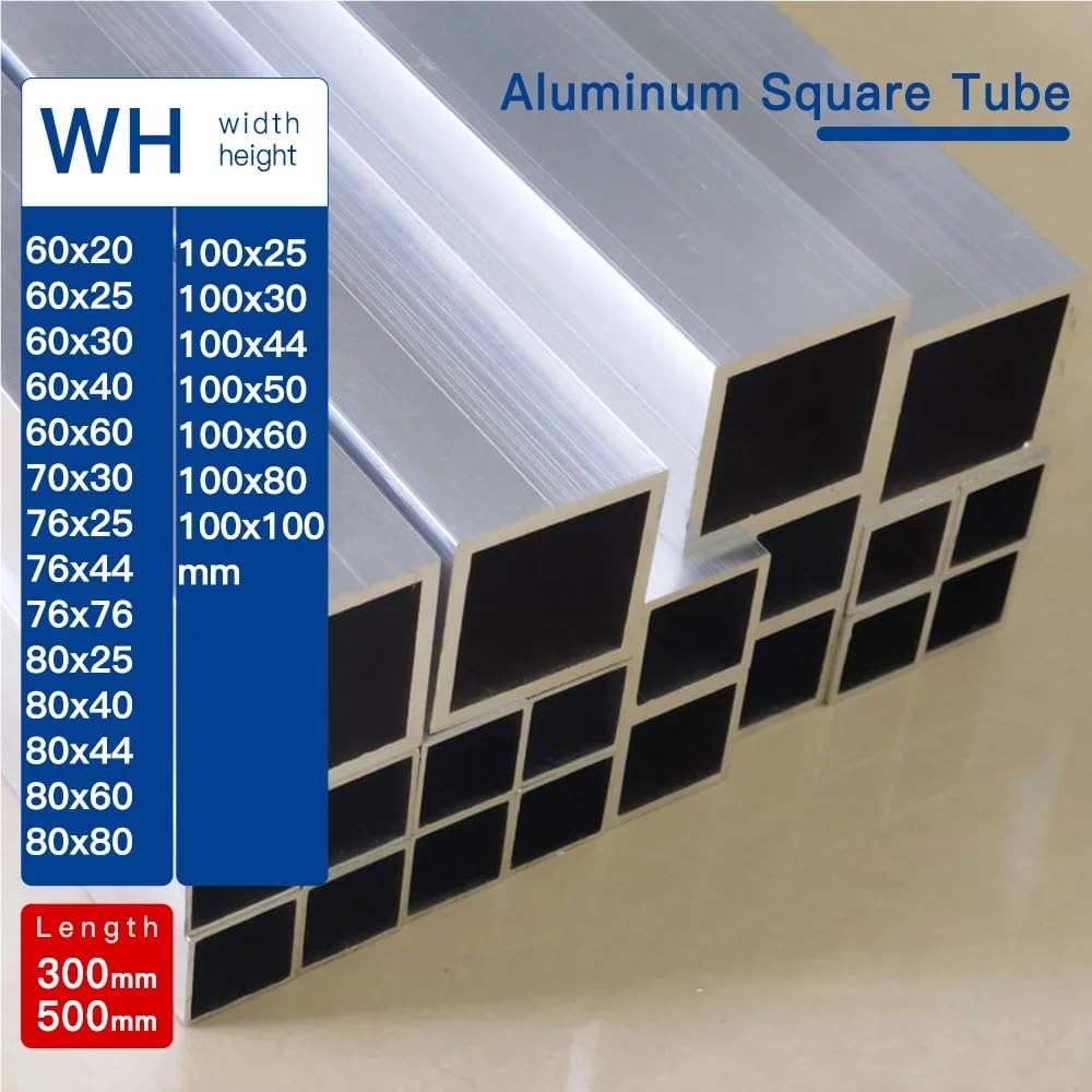 300/500 mm Aluminiumlegierungs-Vierkantrohr, rechteckiges Profil, DIY-Dekoration, Aluminium-Hohlrohr, 1 Stück(300 * 100 * 25 * 1MM)
