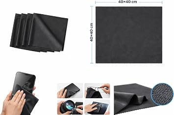 Microfiber Temizlik Bezi 4’lü Paket – 40×40 cm – Çizik Bırakmaz, Tüy Bırakmaz – Gözlük, Telefon, Tablet, TV ve Kamera Lens Temizleme Bezi