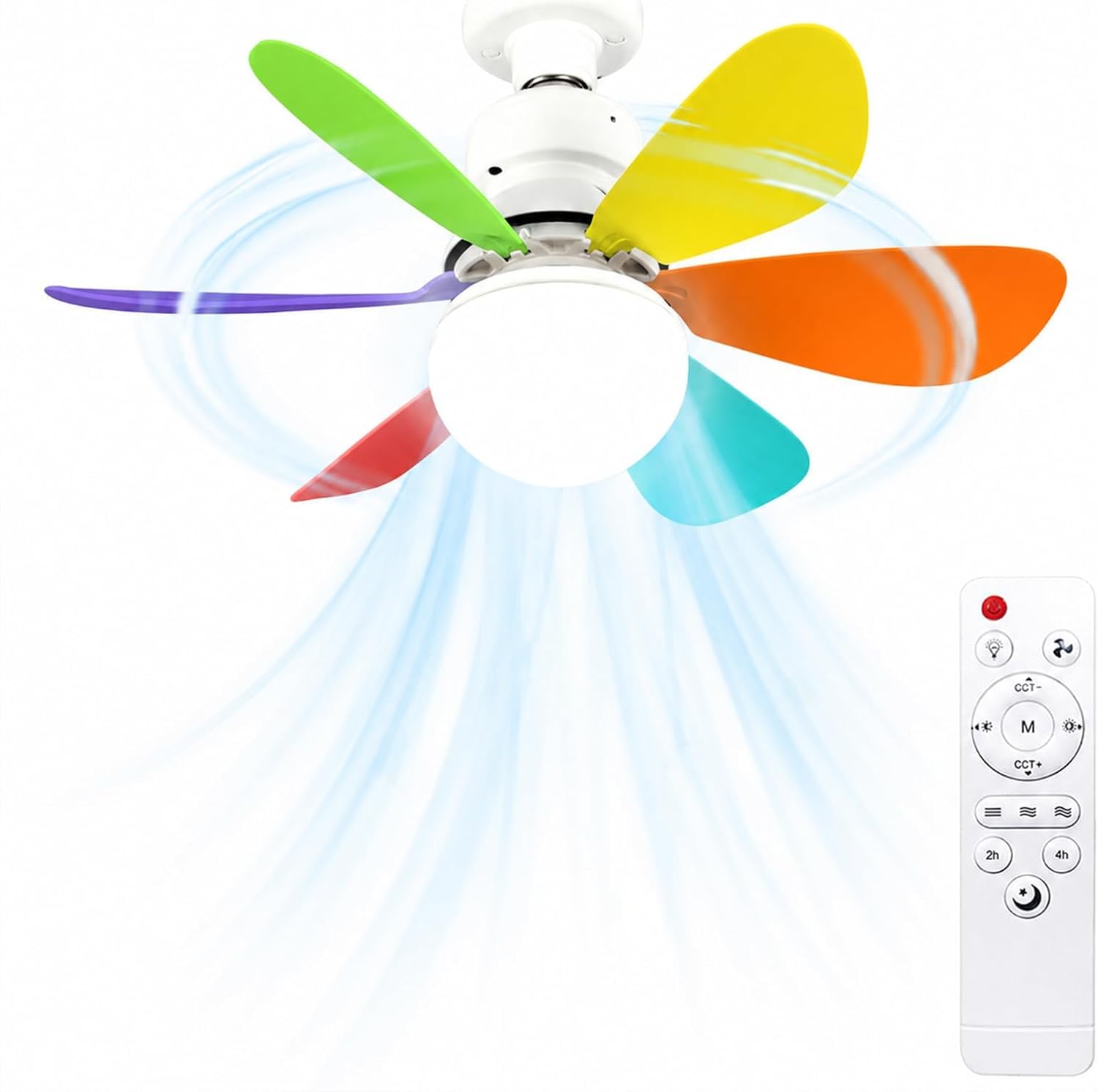 Ceiling Fan Light with Remote Control, E27 30W Dimmable Ceiling Fans Light