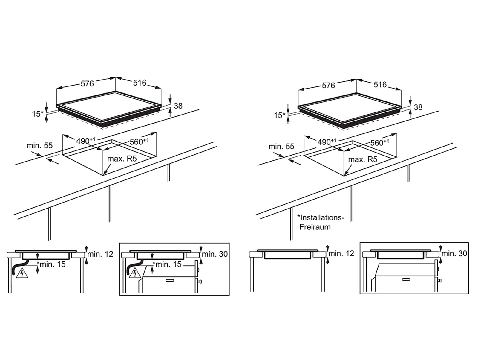 AEG HK634060XB Noir Intégré (placement) Céramique 4 zone(s)