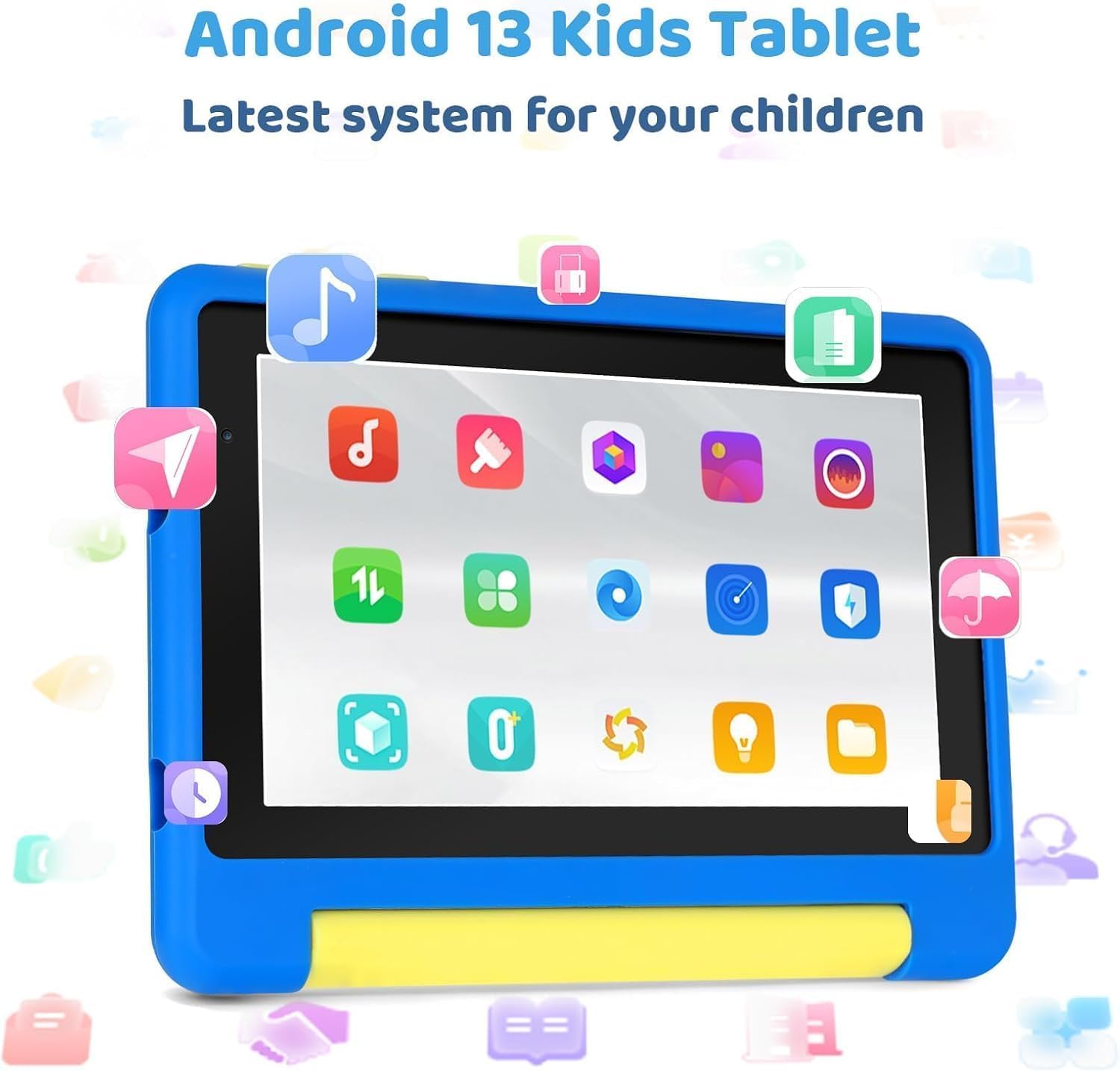 7 Zoll Kinder Tablet mit Hülle, Android Tablet für Kinder, 8GB+64GB(128GB TF Expand), 1024x600 HD Display, WiFi 6, BT5.2, Dual Kamera Android Tablets (Blau)