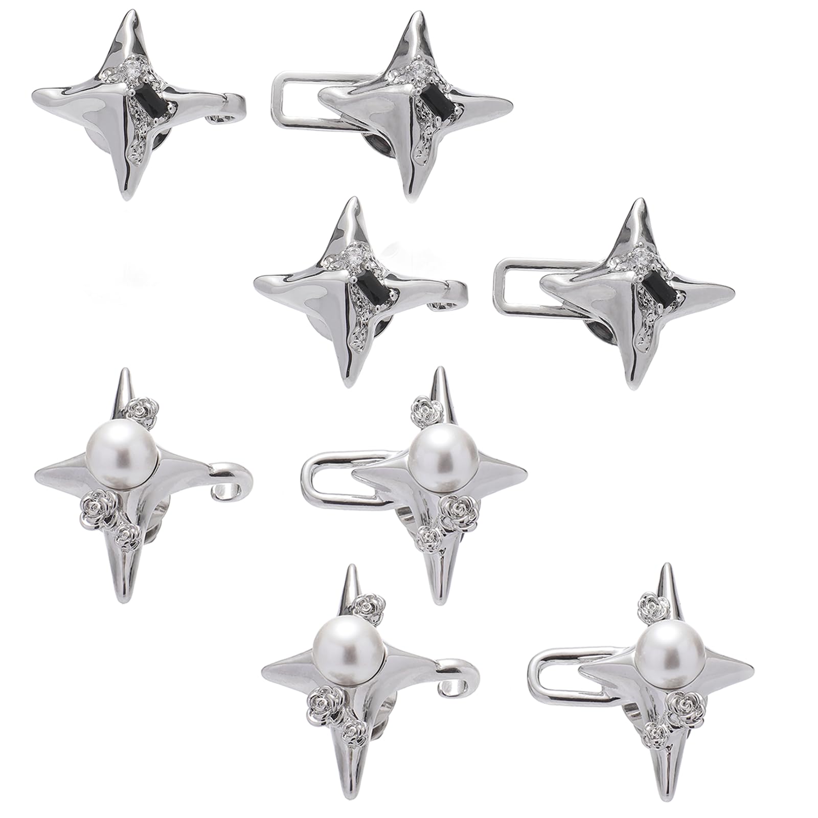 4 Set Pant Waist Tightener Clips,Star Pants Clips to Tighten Waist,No Sew Waist Knots for Jeans Dresses Skirts for Women Girls