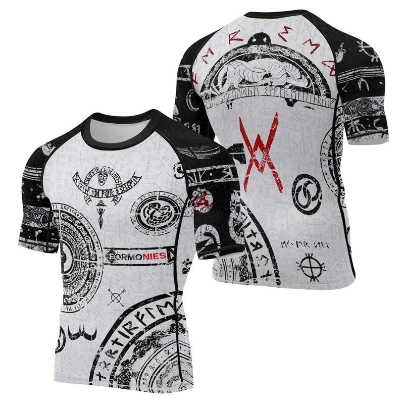 Viking Short Sleeve Compression Shirt for Men - Performance Fit Rash Guard – Suitable for MMA BJJ and Workout