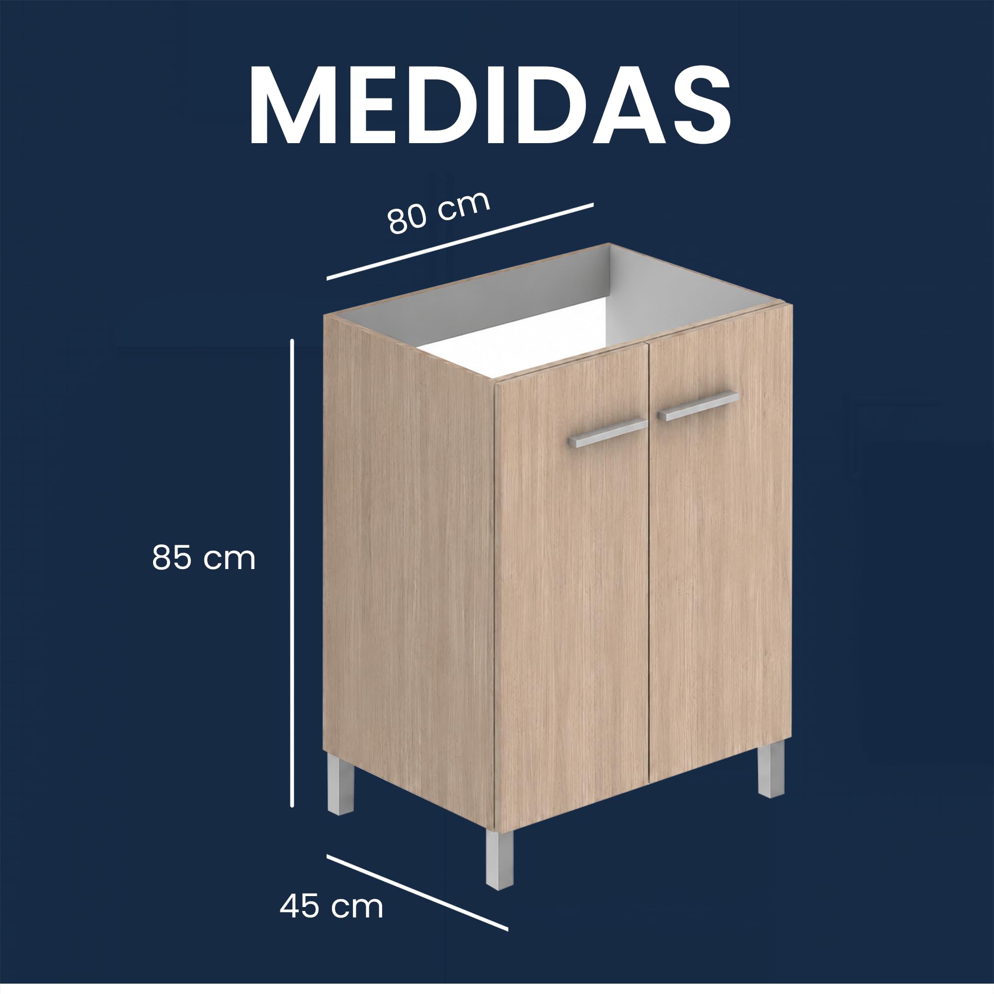 Mueble Baño 80cm Lavabo Baño No Incluye Espejo | Bajo Lavabo Compacto Preinstalado de Fábrica · Lavabo con Pie de Porcelana Ideal
