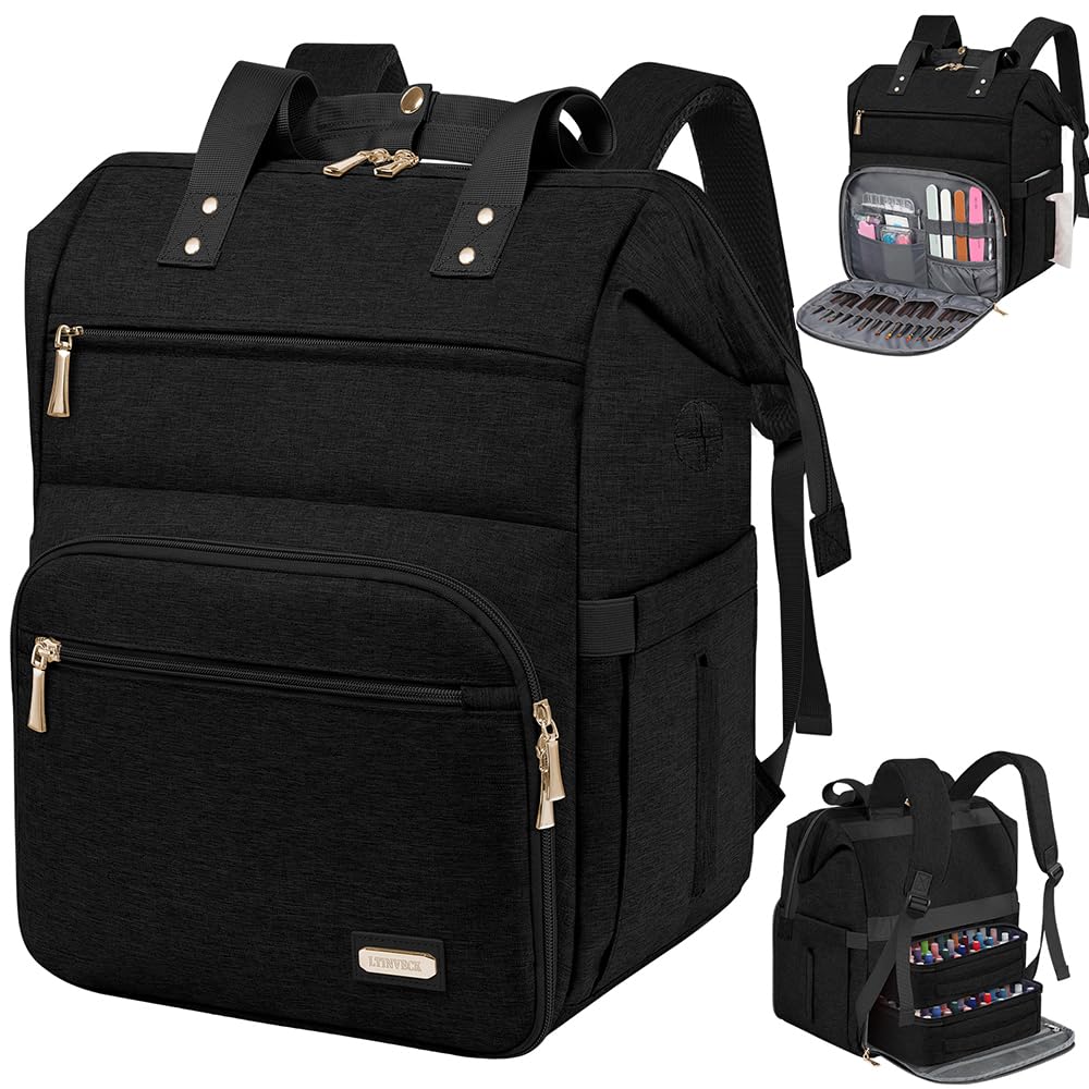 Nail Polish Organizer Case Backpack Holds 70 Bottles (15ml/0.5fl.oz) & Nail Lamp, 2 Layers Detachable Nail Kit Storage Case, Large Travel Nail