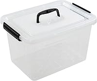 Vista 1 de Farmoon Contenedor de almacenamiento transparente de 12 cuartos de galón, caja apilable de plástico con tapa y mango negro