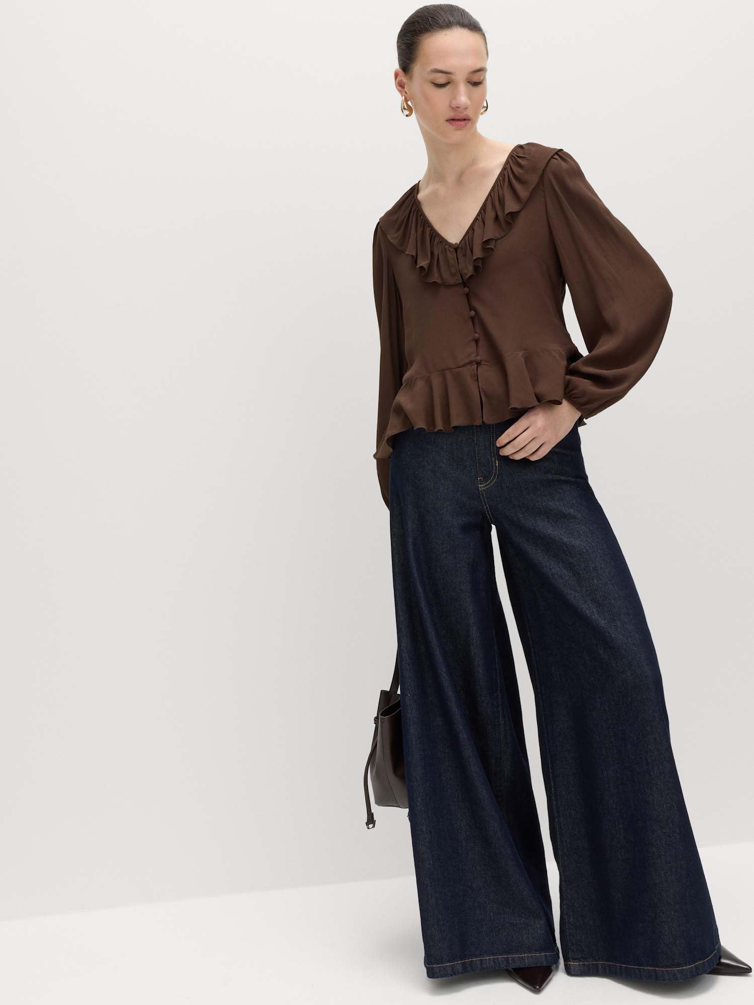 Marks & Spencer Donna Aderente Ruffle Camicetta – vestibilità Regolare