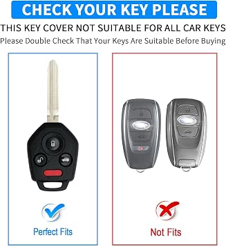 QBUC for Subaru Key Fob Cover with Keychain (Chrome Trim Black)