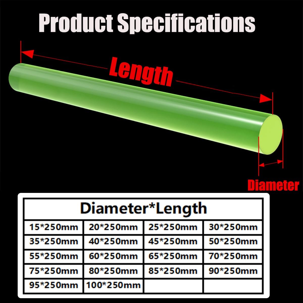 Barre ronde en polyuréthane solide, Tige ronde pleine en polyuréthane 250 mm, diamètre 15-100 mm, for machines industrielles et bricolage.(70 * 250mm(1pcs))