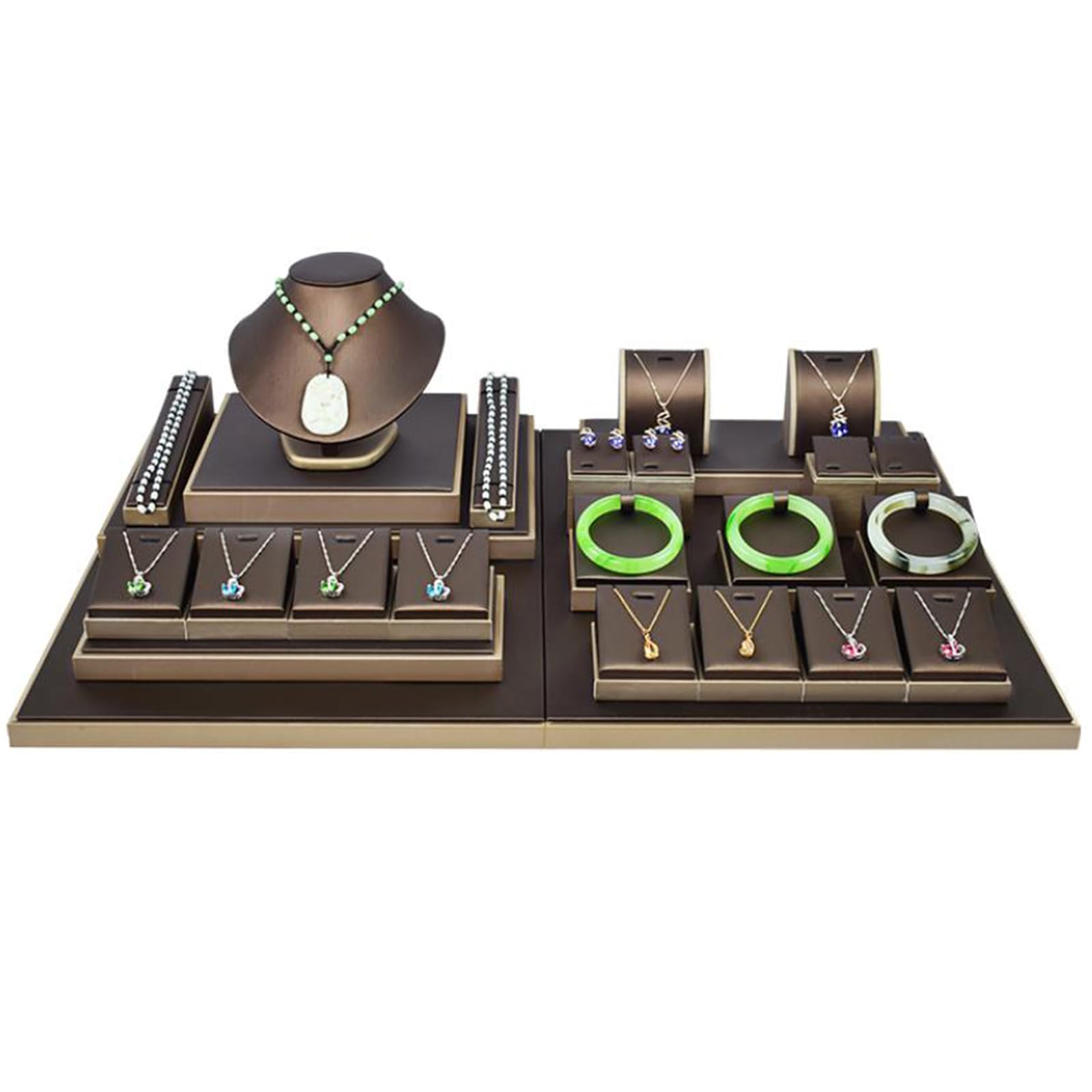 COYEUX Jewellery Display Stand Set, Necklace Mannequin Stand Set, with Ring Earrings Tray, Bottom Tray, for Selling Jewelry Craft Showcase Organizer