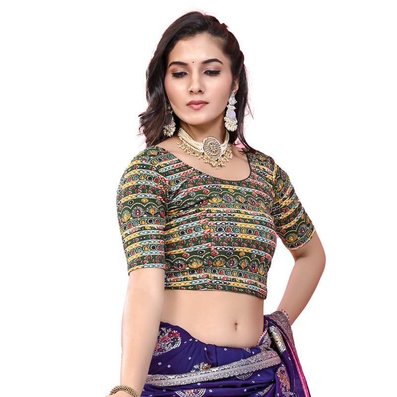 Image of Colorful Street Cotton Stretchable Round Neck Printed Blouse