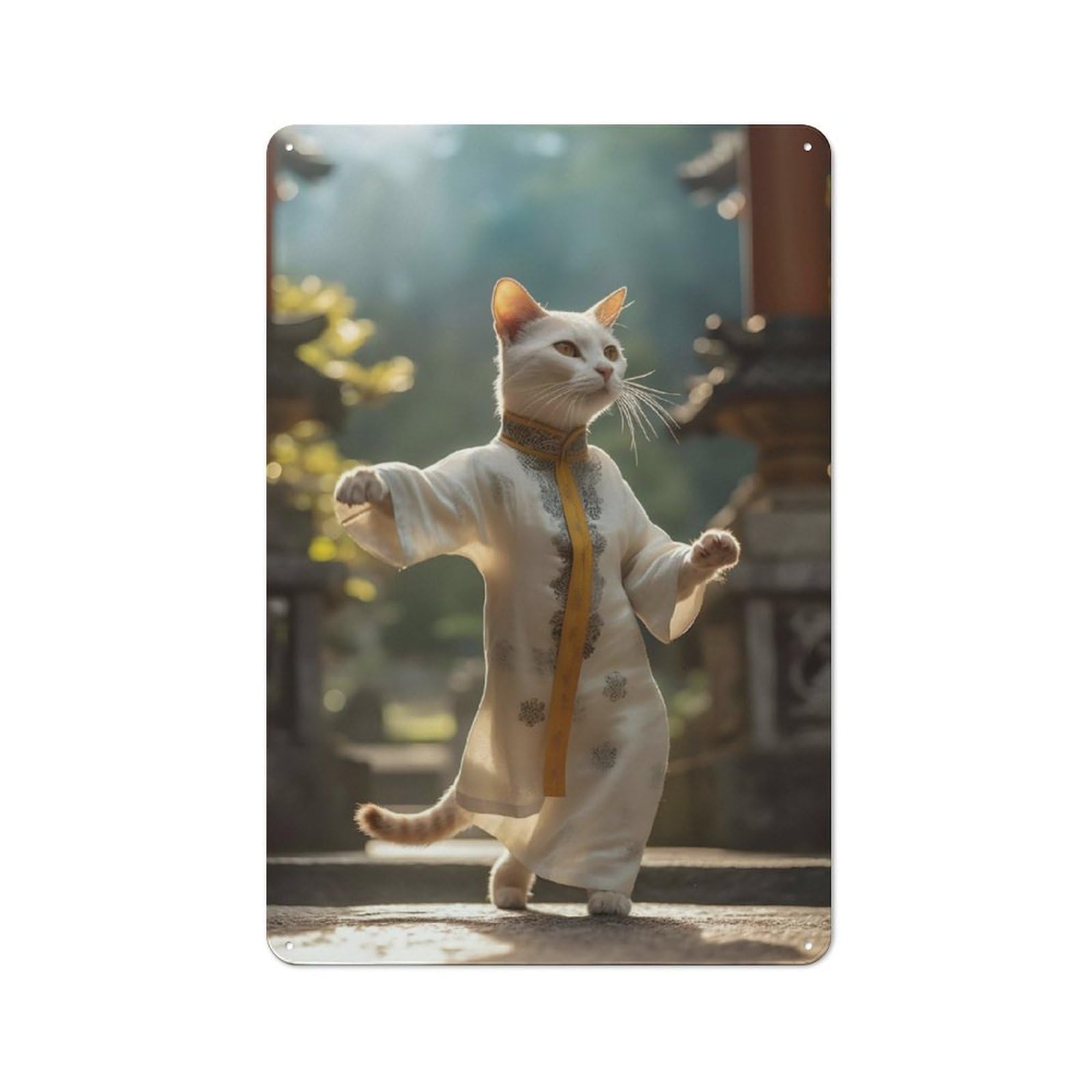 Junmoney Japanese Geisha Cat For Garden Room Or Summerhouse, Vintage Tin Sign 30X20cm, A Metal Wall Feature For Garden Rooms And Summerhouses