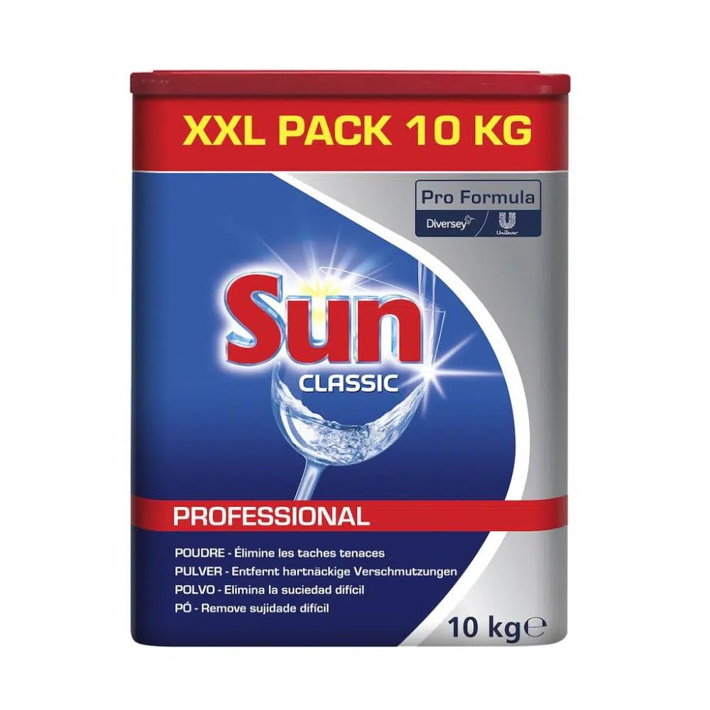 Sun Professional 100903257 Geschirrreiniger Pulver für die Spülmaschine, für alle Wasserhärten, beugt Kalkbildung vor, 10 kg
