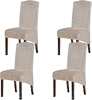 Vista 18 de Fundas de terciopelo para sillas de comedor XL de felpa, fundas elásticas para sillas altas, fundas protectoras de elastano con banda elástica