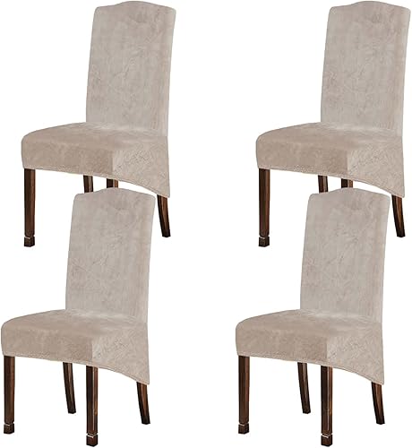 Miniatura 44 de Fundas de terciopelo de felpa XL para sillas de comedor, funda elástica para sillas altas, fundas protectoras de elastano con banda elástica