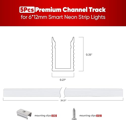 Miniatura 3 de Soporte de montaje de riel de aluminio de 3.3 pies1 M, para tiras de luces LED de neón de silicona de 0.236x0.472 in, paquete de 5