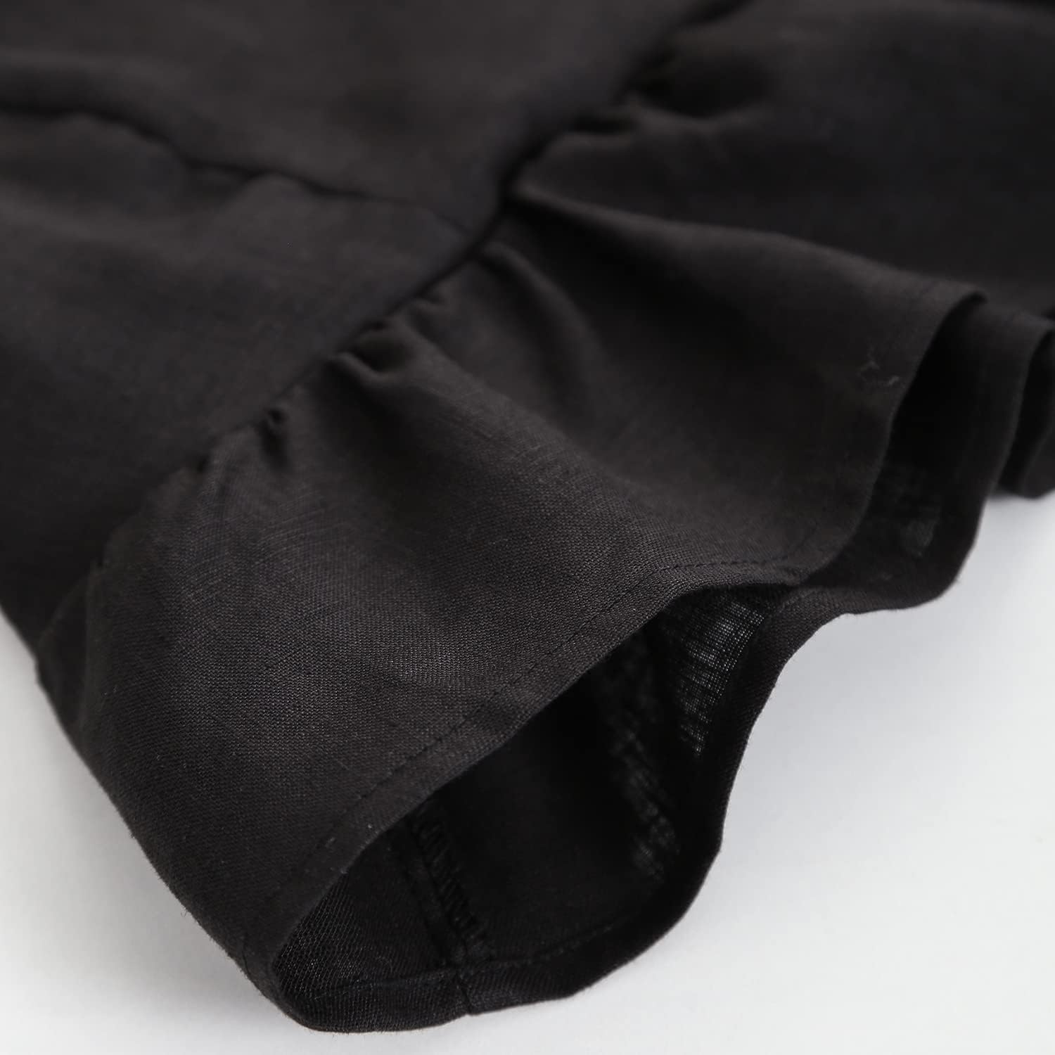 Amazhiyu Womens Pure Linen Cami Crop Top Deep V Neck Ruffle Sleeveless Spaghetti Strap Tank Tops - Image 4