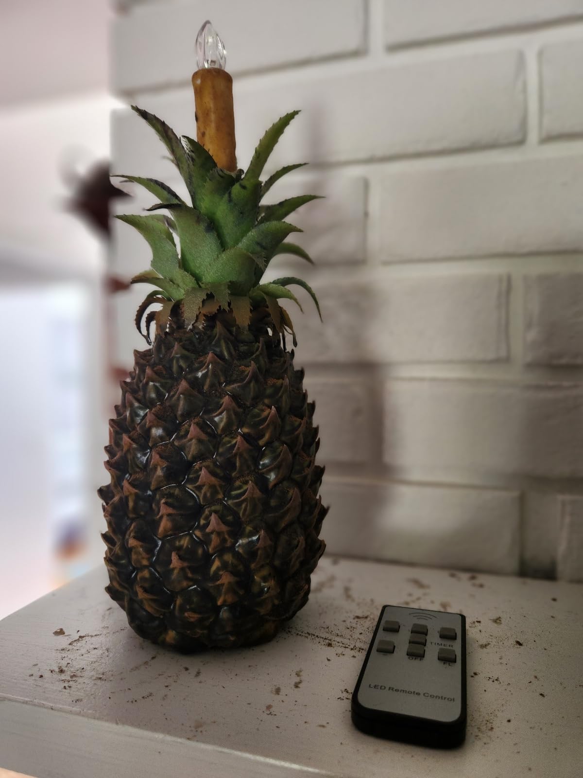 Blackened Wax Pineapple Candleholder with Beeswax Candle by Judy Condon