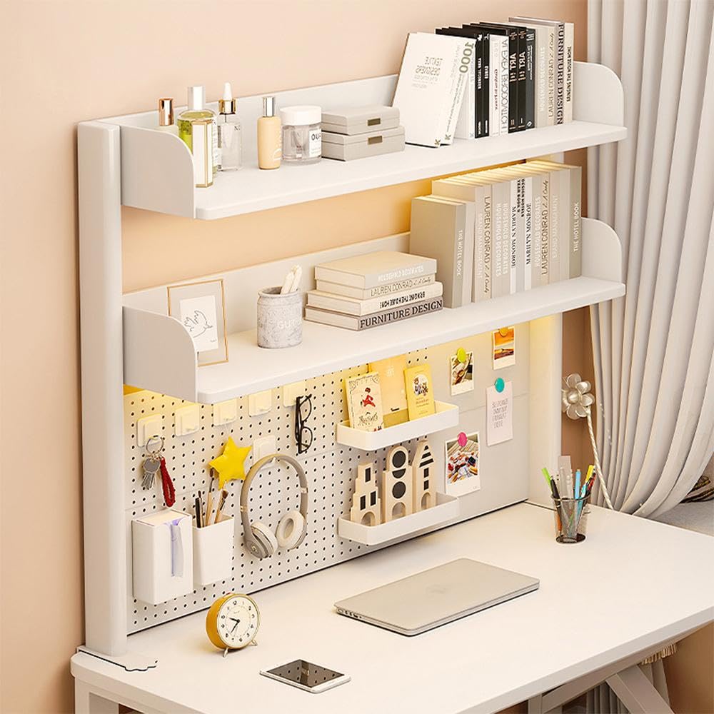 NUODWELL Scaffale organizer da scrivania, con morsetto, regolabile, libreria da tavolo per computer, con ripiani portaoggetti e pannello forato, per la privacy dell'ufficio e scrivania da gioco