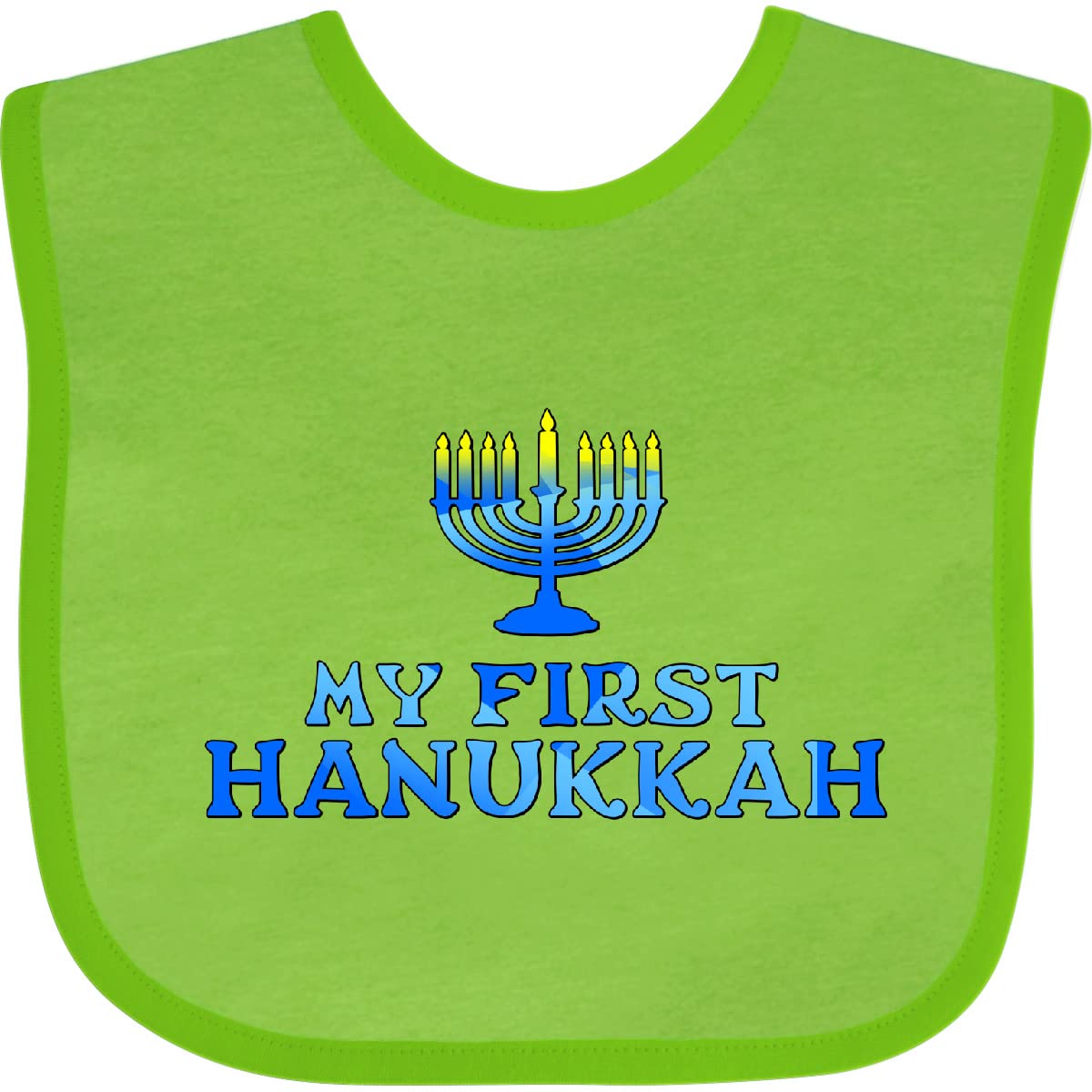 inktastic My First Hanukkah with Menorah Baby Bib Apple Green 2d8b4