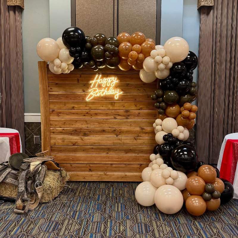 Image of Black and Brown Balloons Arch Kit - 184Pcs Black Brown Nude Balloon Garland Kit for Western Cowboy Baby Shower Boy First Rodeo Wild West Country Birthday Farm Fiesta Theme Party Decorations
