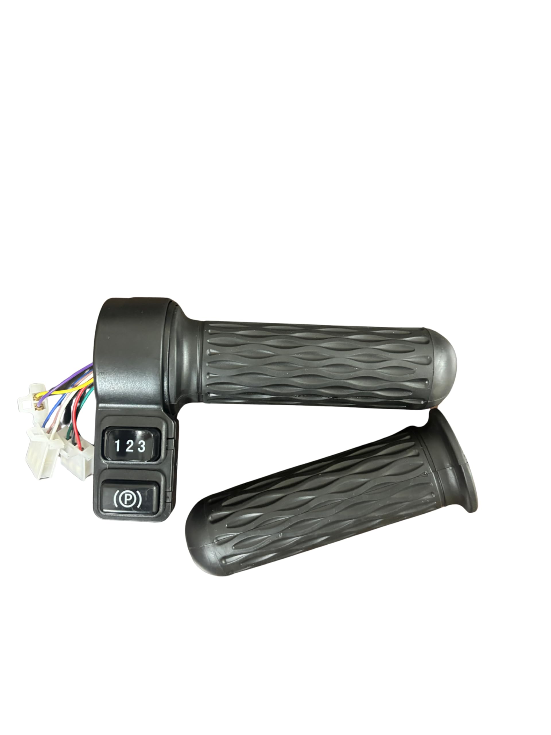 Strictlyelectric Universal EV Throttle for 24v 36v 48v 60v 72V Compatible with Electric Scooter Ebike E-Cycles E-Rickshaw E-kit with Three Speed Mode and Parking Button