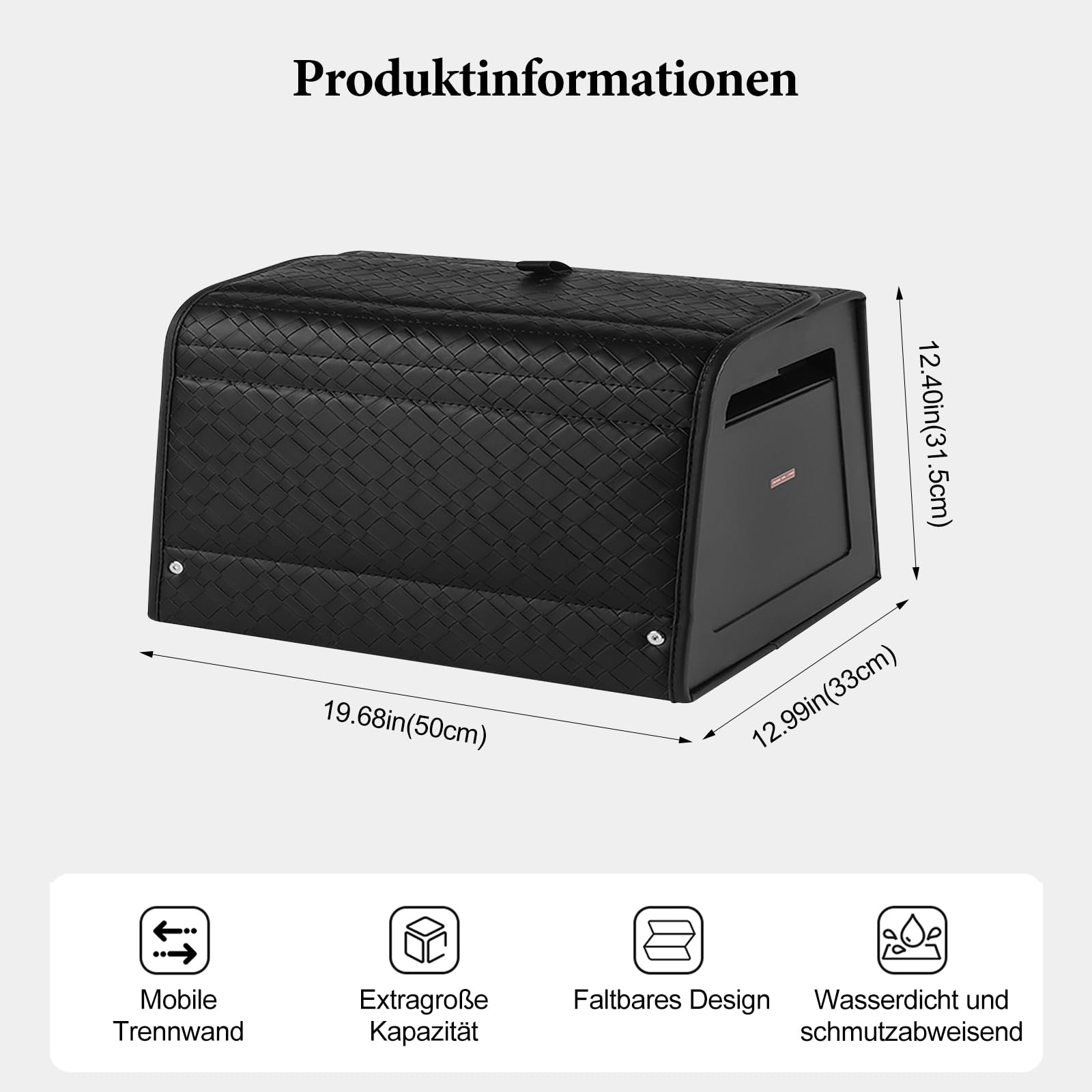 Ergocar Kofferraum-Organizer aus Leder, Aufbewahrungsbox für sauberes Werkzeug, Zubehör, faltbarer, magnetischer Deckel, wasserdicht, geeignet für PKW, SUV, LKW