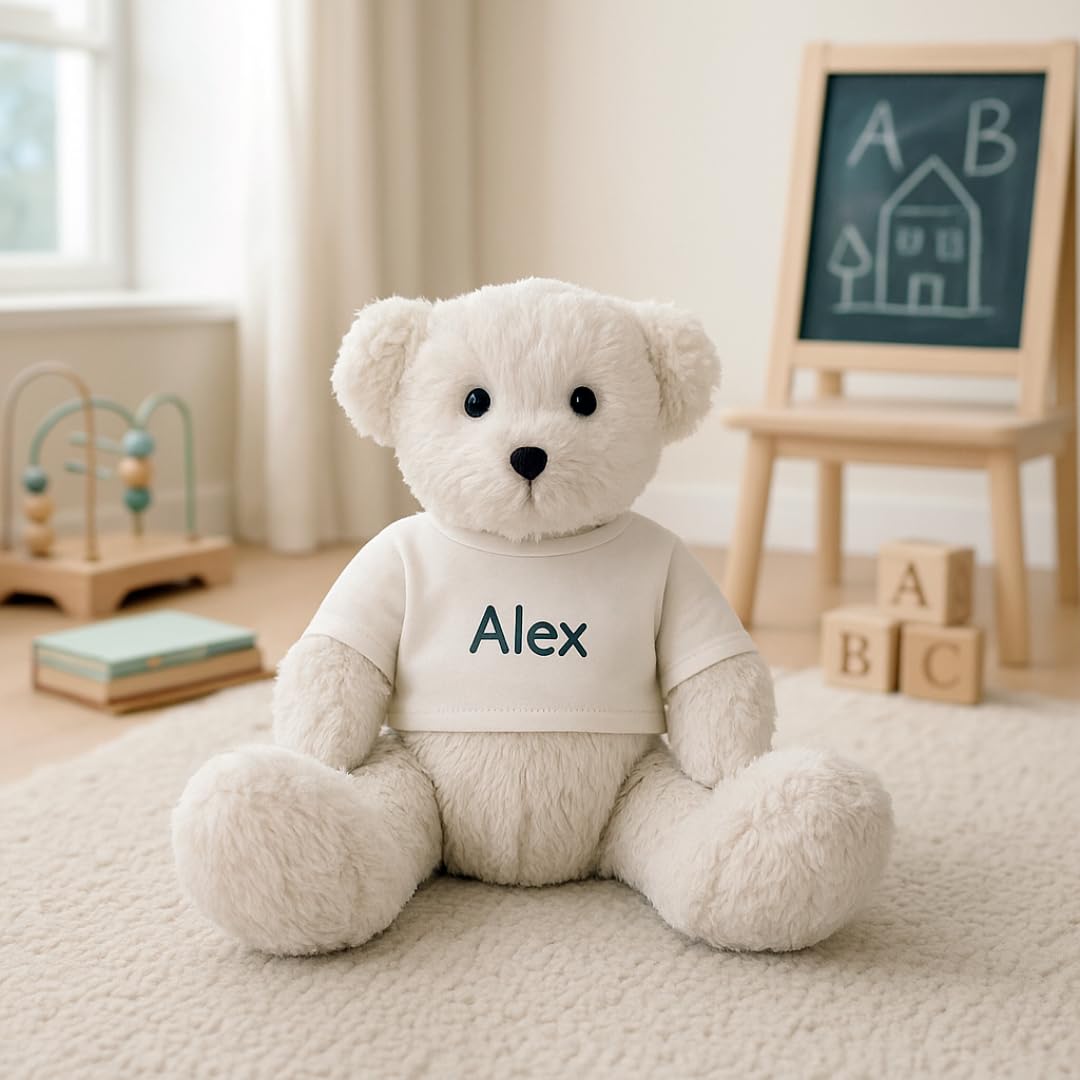BebeDeParis Set Regalo Nascita personalizzato per neonato: Accappatoio, Body, Néceser, custodia Muselina e orso di peluche 6/12 mesi
