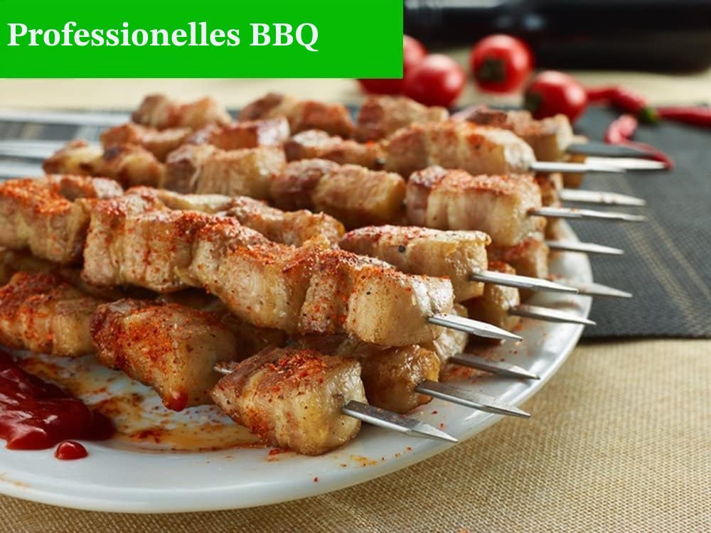 Flach Metall Grillen Spieße 304 breitere Dickere Edelstahl wiederverwendbar BBQ Sticks Barbecue Spieße 35,6 cm 0,4 cm 0,1 cm (24 Stück)