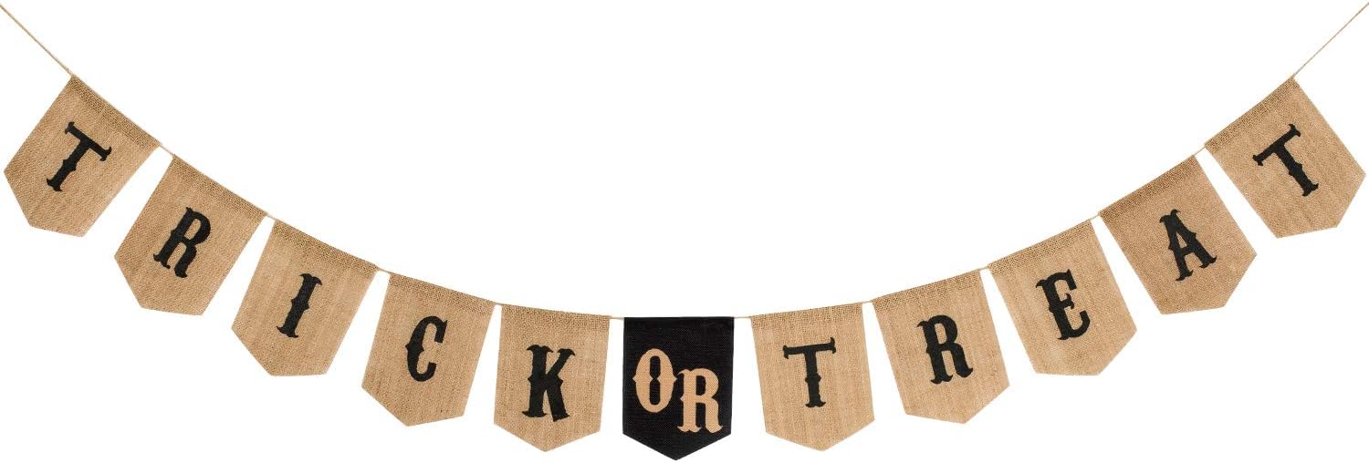 Buy Whaline Halloween Trick or Treat Burlap Banner, Hanging