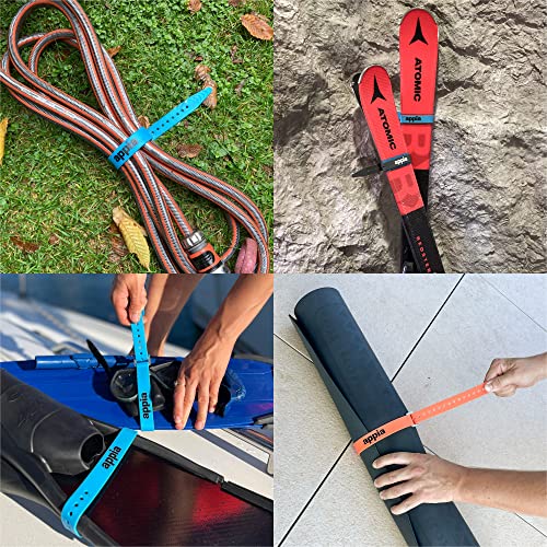 Appia Straps - Spanngurte 35cm Orange (4er Pack) inkl. Strap-Keeper für Fahrrad, Ski, Bikepacking, Camping, Heimwerken aus TPU mit rostfreier Aluminium-Schnalle
