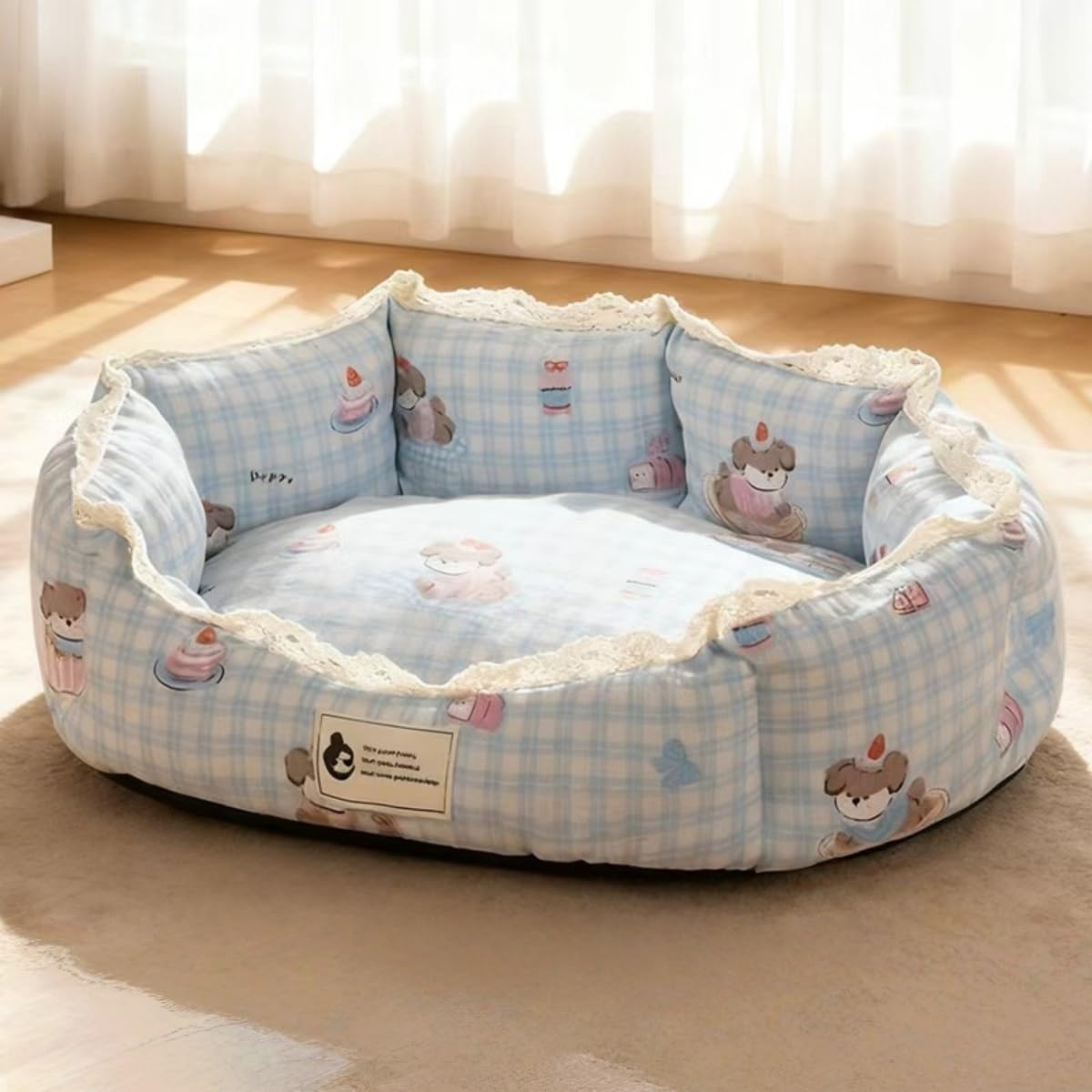 Odot Dog Bed Washable Rectangle Pet Bed for Small Medium Large Size Dogs Cats, Soft Comfort Calming Warming Pet Cushion Indoor for Puppy Kitten with Non-Slip Bottom (Blue,XL 70X50cm)