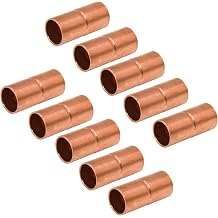 Straight Copper Fittings,1 Inch ID Copper Pipe Welding Joint for HVAC and Refrigeration with Rolled Tube Stop Sweat Ends,Pack of 10