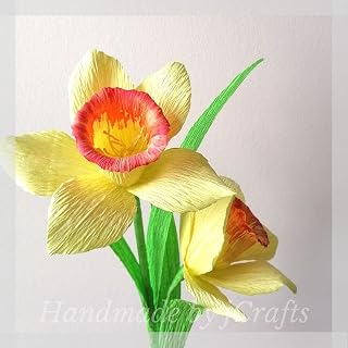 Daffodils flowers, Crepe paper daffodil flowers, Gift for Spring/Summer Day, Miss You, Love U, Handmade Daffodils flower