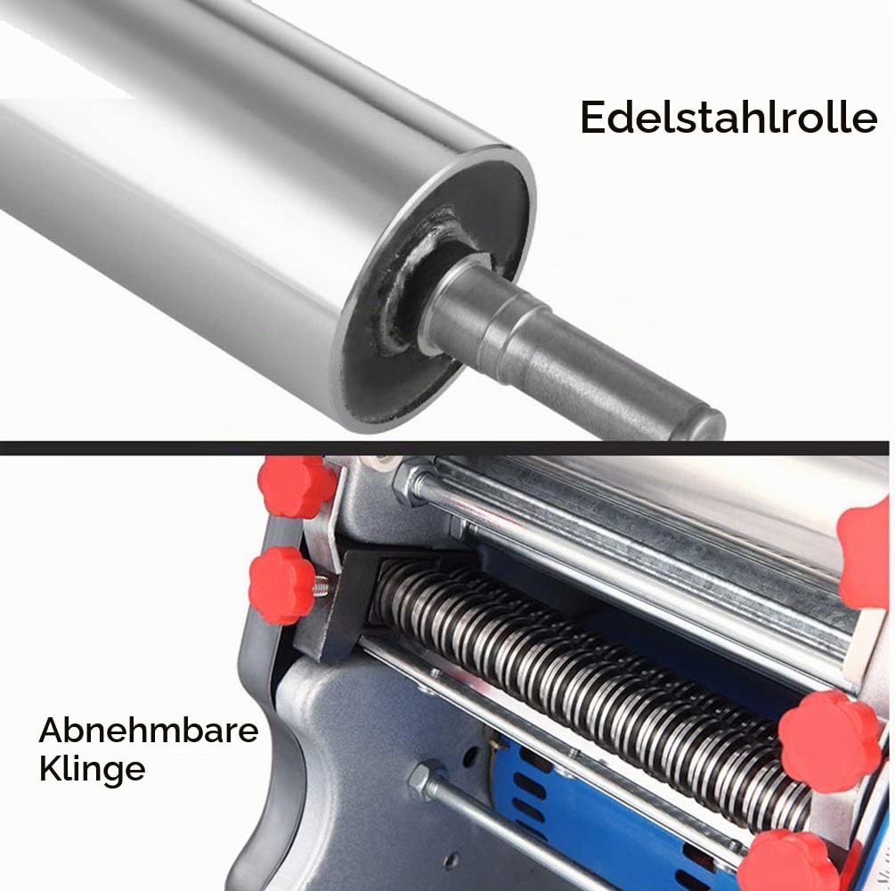 Hanchen elektrische Nudelmaschine automatischer Nudelschneider Edelstahl Pastamaschine Nudel Zubehör 550W | einstellbare Dicke und Breite | Spaghetti Fettuccine Pappardelle