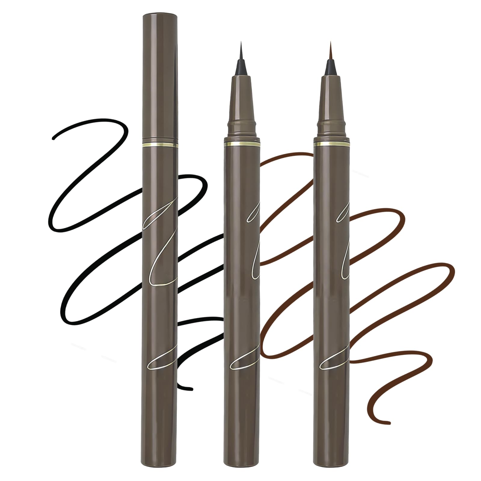 Ultra Fine Liquid Eyeliner,Formula for Mature Women, Black & Brown 2PCS Black+Brown