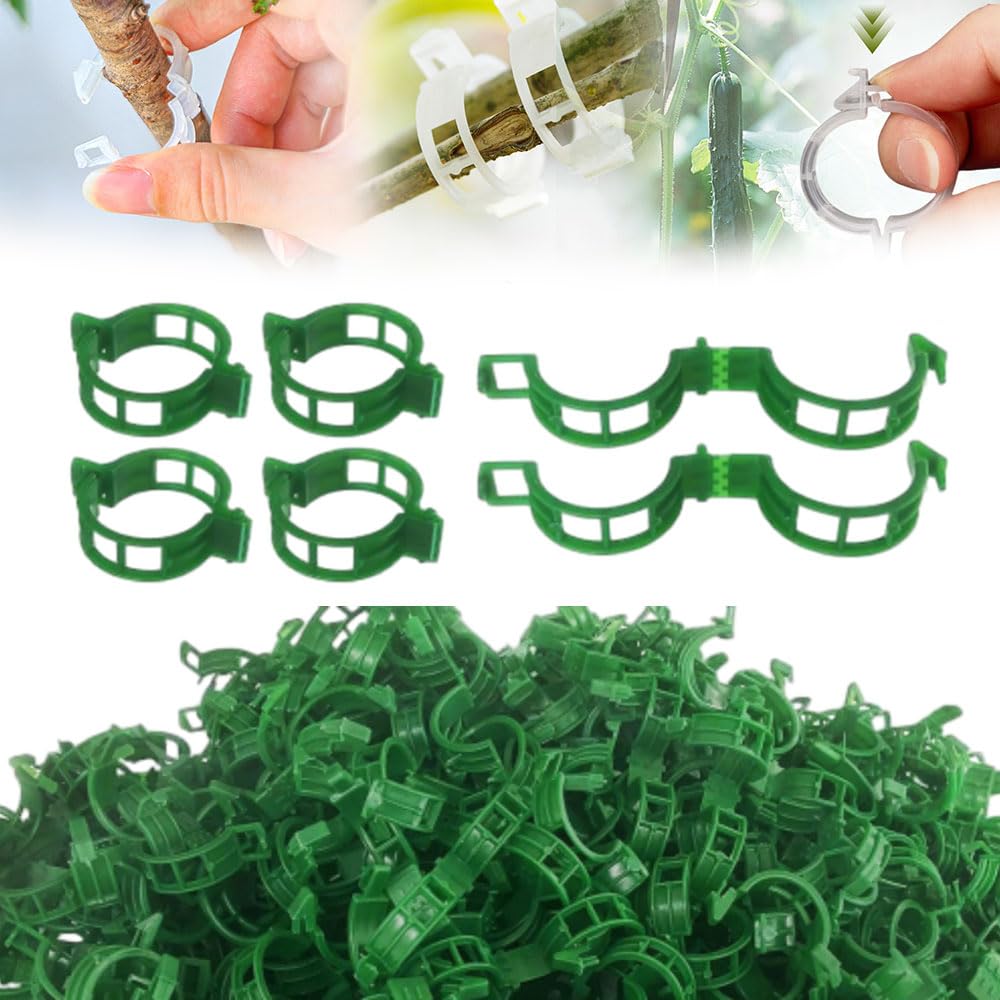 Plant Support Clips,Secured Plastic Plant Clip Reusable Garden Clips,Plastic Trellis Tomato Grape Vine Fixing Clips,Grafting Tools Make Plant Grow Upright (50, Green)
