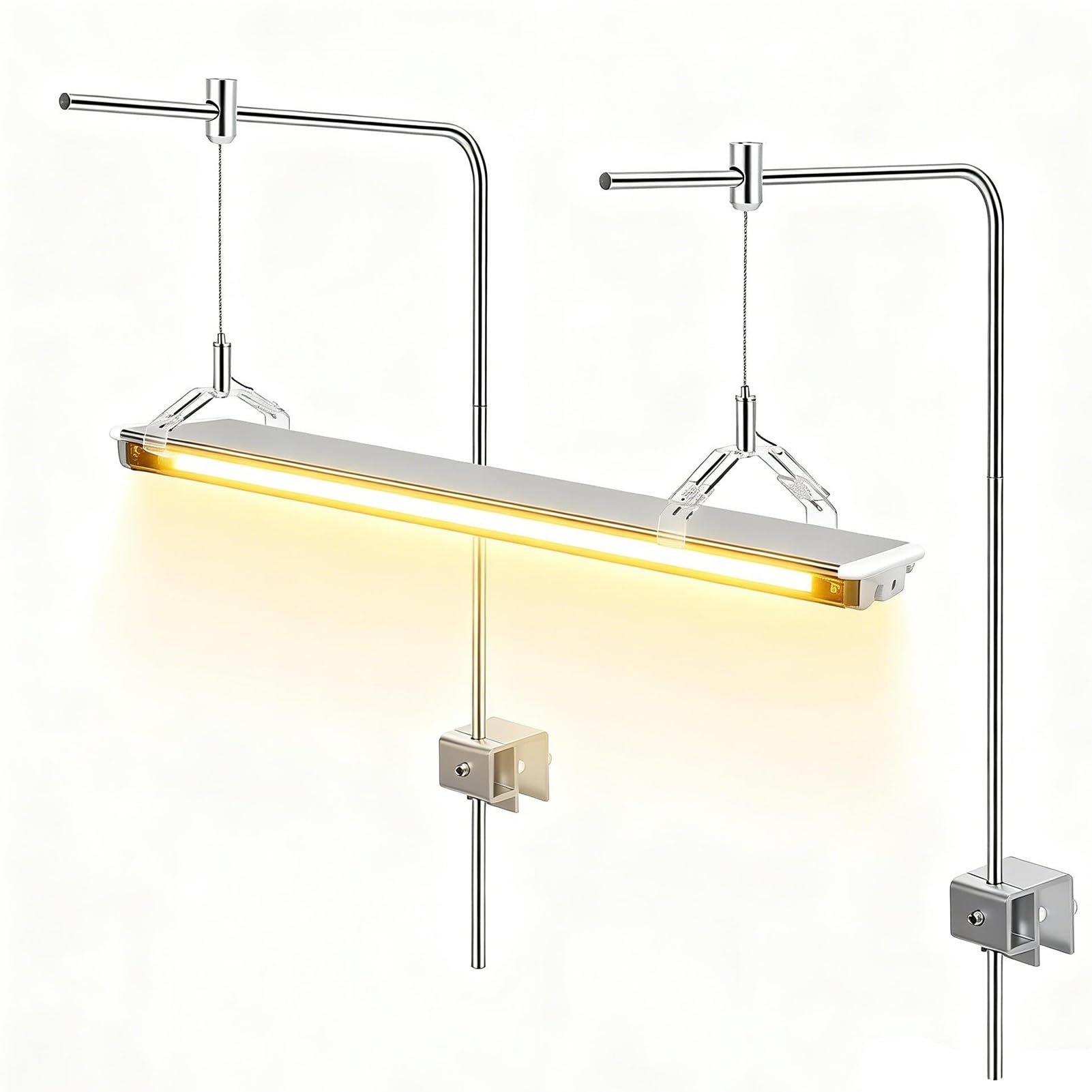 Fish Tank Light Stand, 2PCS Adjustable Aquarium Light Stand, Stainless Steel Aquarium Light Holder Tank Universal Riser Mounting Bracket Hanging Kit for Freshwater & Marine Aquariums (with Stand)