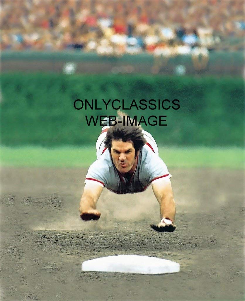 Schneider Electric BASEBALL PLAYER LEGEND PETE ROSE SUPER DIVE SLIDE CHARLIE HUSTLE 11X14 POSTER