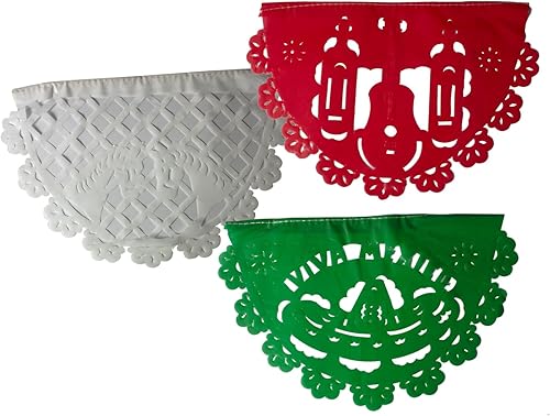 Vista 7 de Paquete de 5 10 diseños de bandera de plástico por pancarta, papel mexicano, papel picado, cinco de mayo, día de los muertos, decoración Día