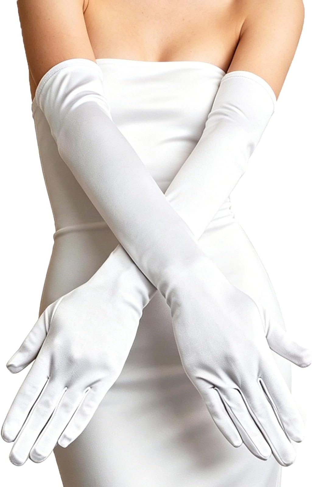 Long Satin Gloves Elbow Length Black Women’s Gloves 20s Finger Flapper Gloves Wedding Bride Gloves Opera Evening Party Gloves