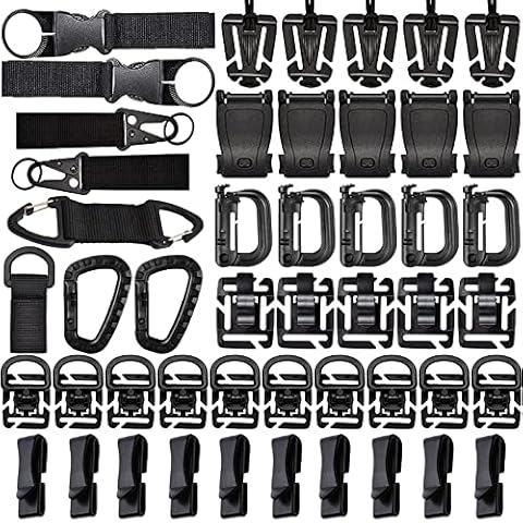 ZUSHALLMY 48-Piece MOLLE Accessories Kit, Upgraded Attachment Clips Kit, MOLLE Key Clip D-Rings for Attaching Gear with MOLLE System - Increase Capacity and Versatility of Backpack Cover