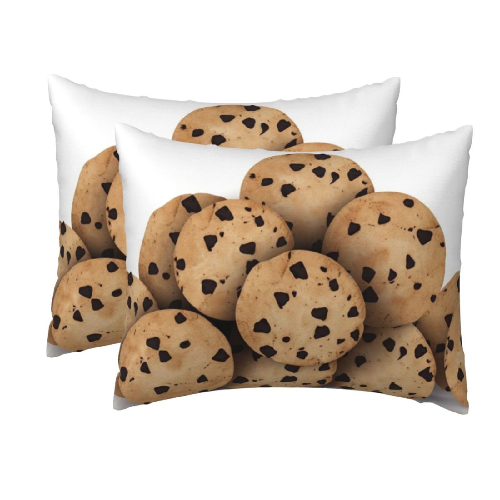 2 Pack Standard Pillow Cases with Hidden Zipper, Soft Breathable Pillow Covers for Hair and Skin, Food Chocolate Chip Biscuits Pillowcases 20"x26" Bed Pillow Protectors Cover for Sleeping Gifts