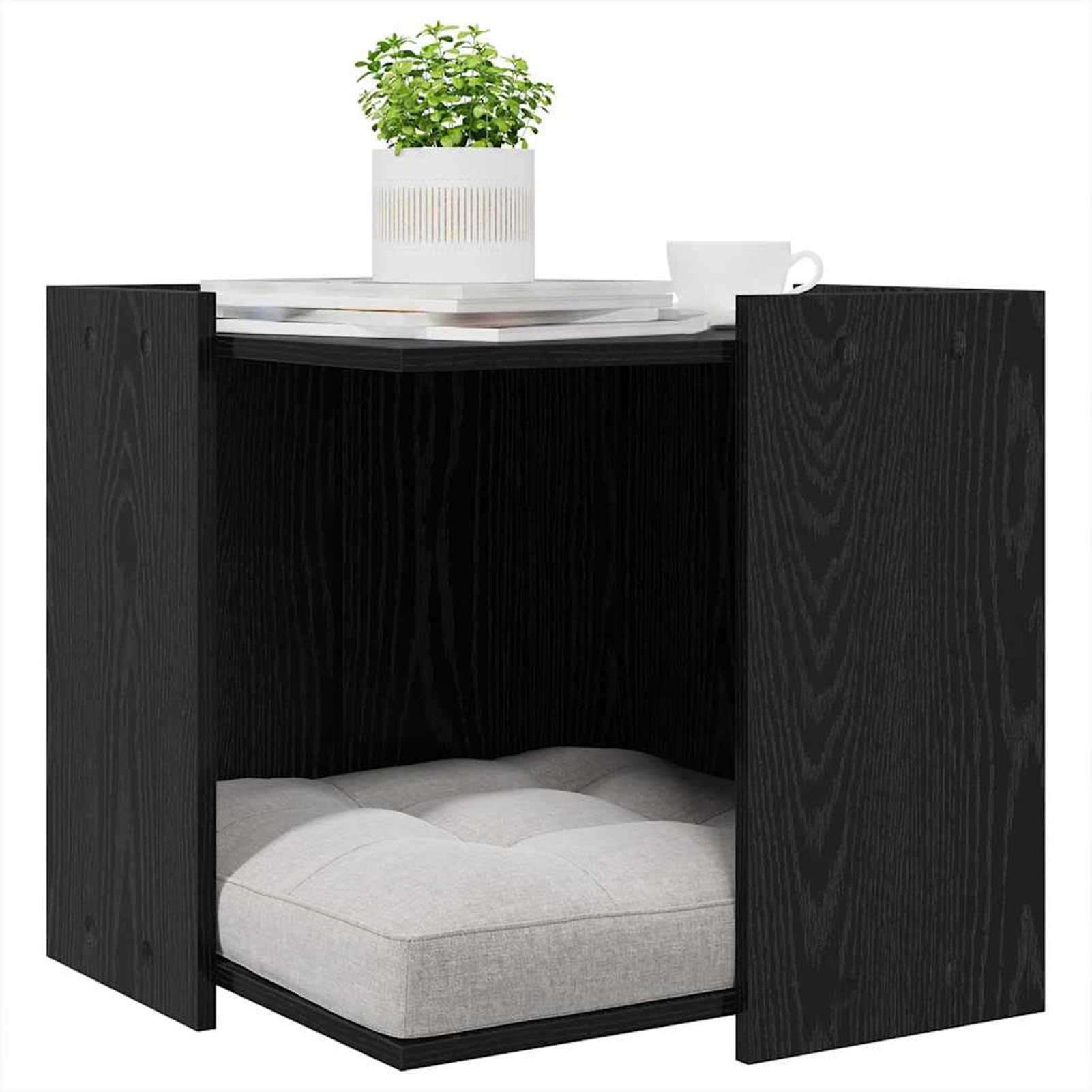 Rantry Katzenstreu Box Umz?unung Schwarz Eichen-Optik 53 x 53 x 51 cm Haustierzaun Model884069