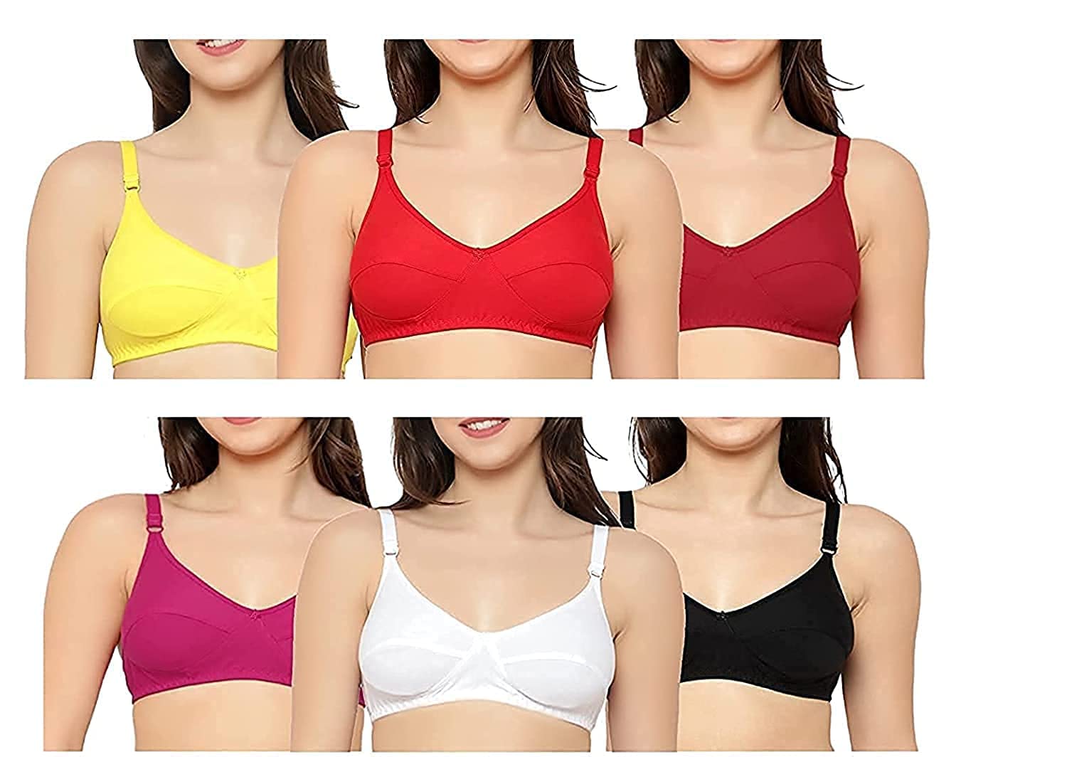 STXXOR F-6 Regular Women' Cotton Export None Wired Bra Combo Pack of 6 for Everyday uses Bra (Multicoloured)-picture-34