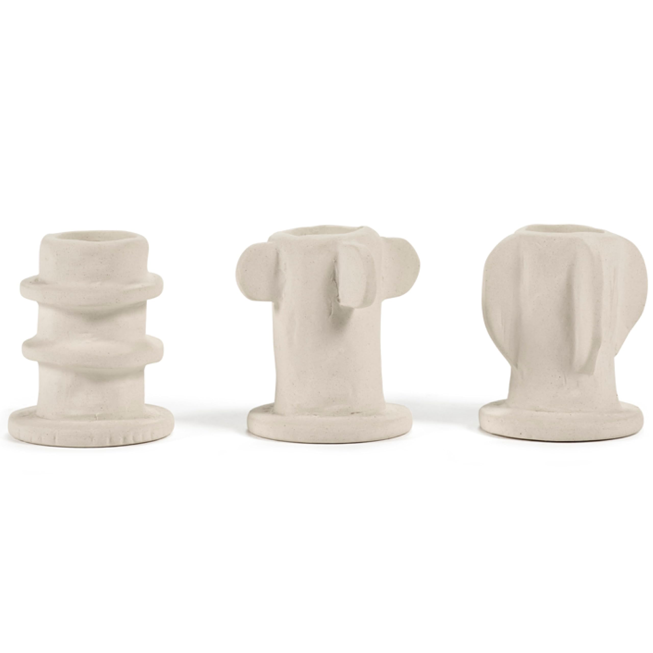 Bougeoir de Marie Michielssen en grès beige mat Molly | Lot de 3 bougeoirs modernes